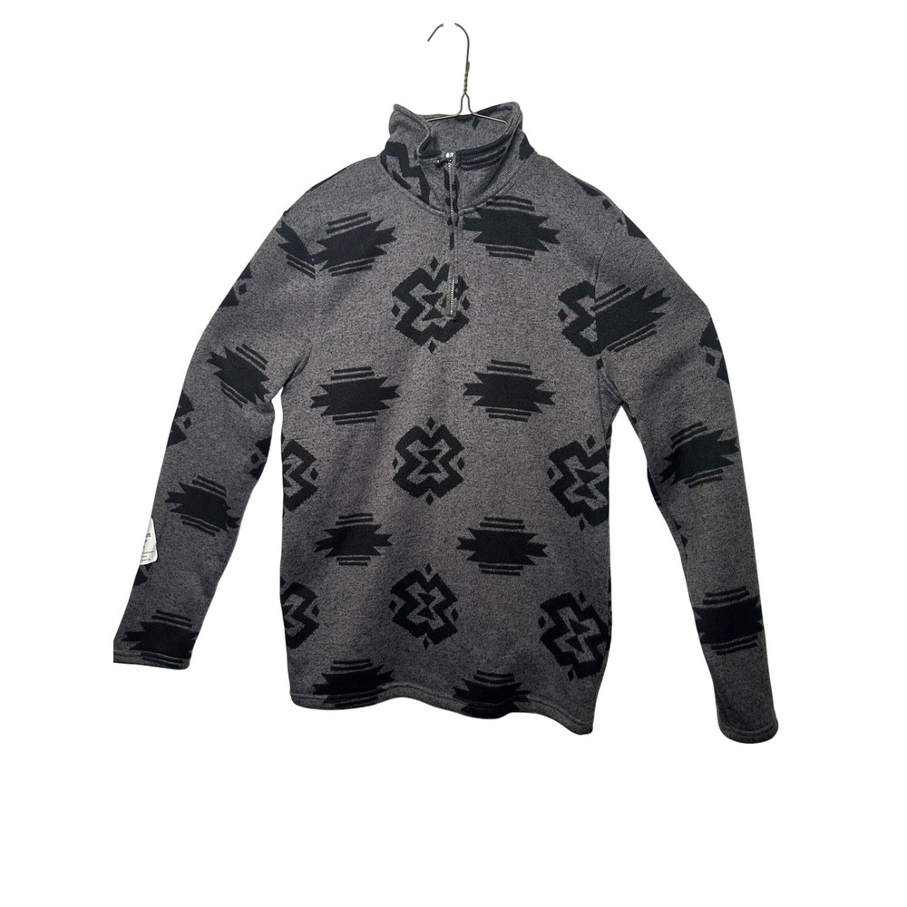 Urban Pipeline Mens Supersoft Sweater Fleece‎ Jacket Gray Tribal Print M